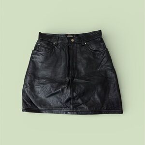 Genuine Black Leather Mini Skirt